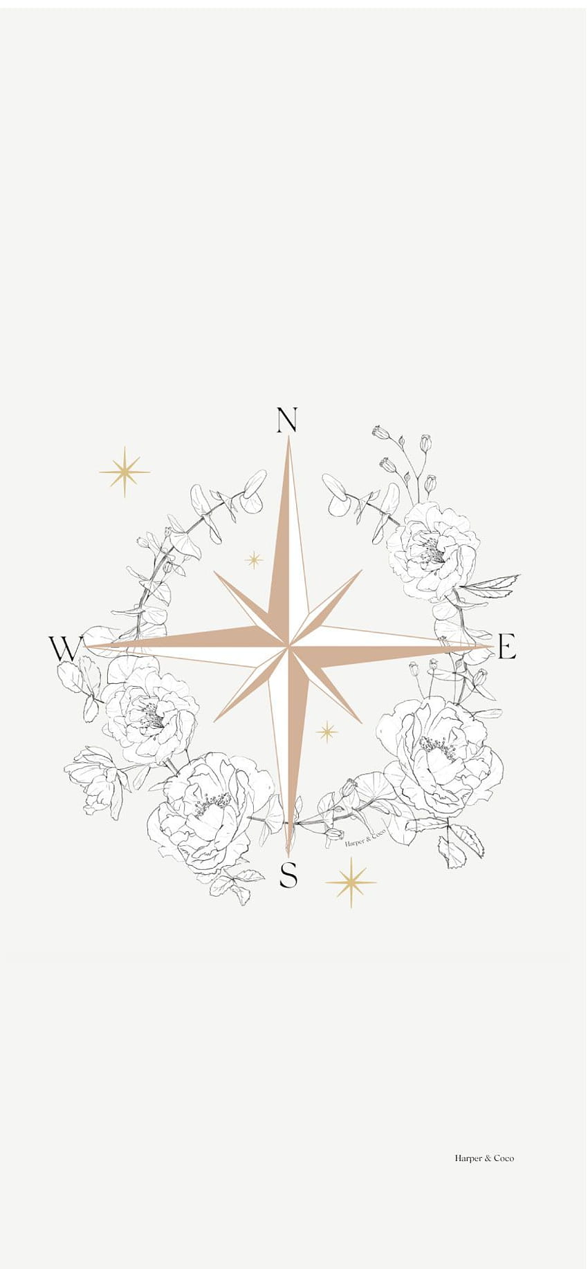 Compass floral bohemian poster Beige and gold wall art. Etsy in 2020. Etsy wall art, Gold wall art, Compass, Compass iPhone HD phone wallpaper