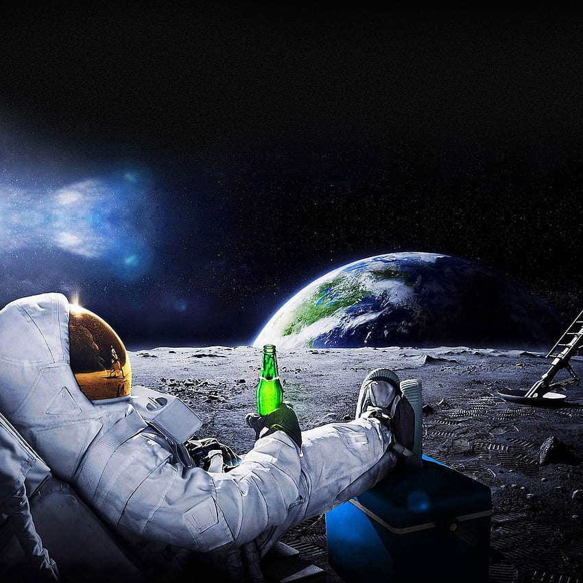 帅 李 na Pantalli. Astronauci na Księżycu, Astronauci, y na ścianę, Astronauci Pijący Piwo Na Księżycu Tapeta na telefon HD