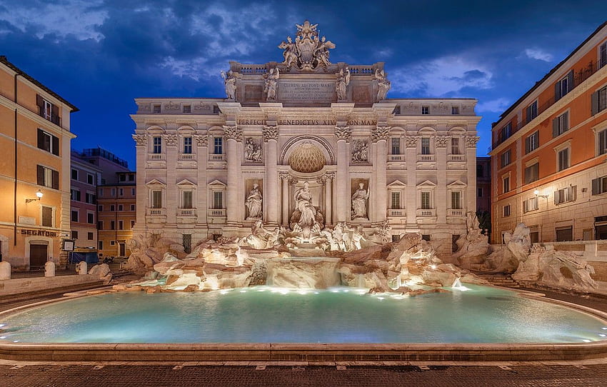construção, Roma, Itália, fonte, Itália, Palácio, Fontana Di Trevi papel de parede HD