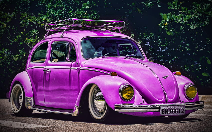 Volkswagen Beetle, รถย้อนยุค, รถปี 1968, ปรับแต่ง, lowrider, Purple Beetle, 1968 Volkswagen Beetle, R, VW Beetle, Volkswagen วอลล์เปเปอร์ HD