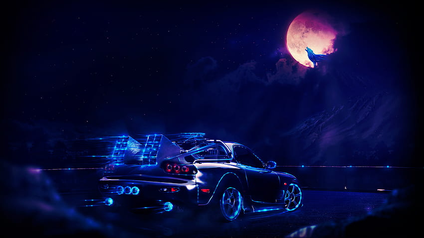 Mazda RX-7, araba, karanlık, Geleceğe Dönüş, film, sanat HD duvar kağıdı