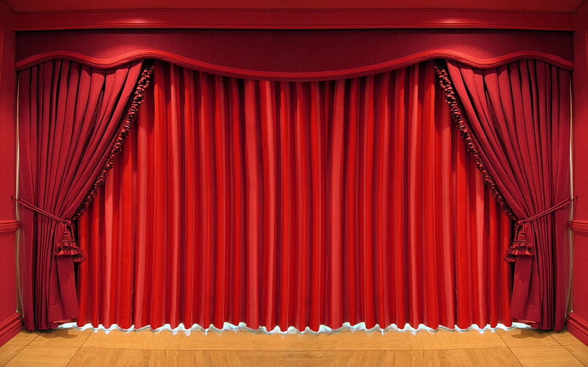 カーテン、劇場、赤いカーテン、劇場の舞台、解像度の閉じたカーテン。 高品質 高画質の壁紙