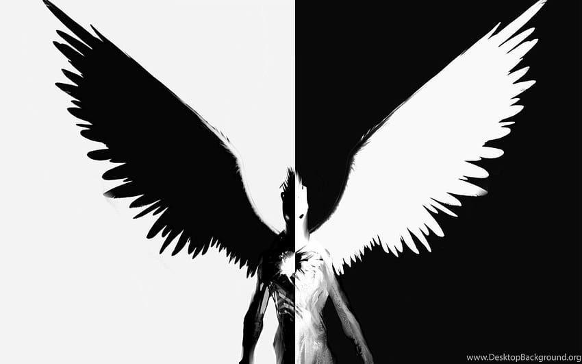 Black Angel Devil, halb schwarz, halb weiß HD-Hintergrundbild