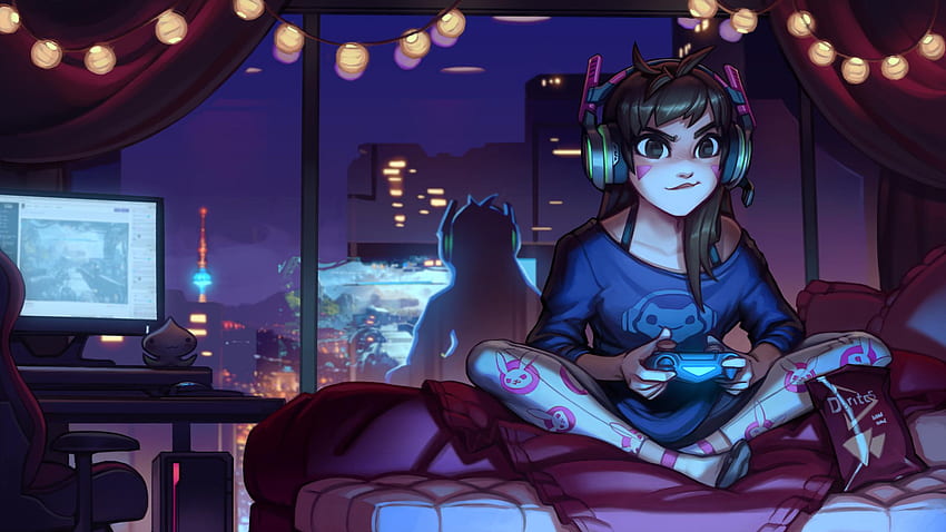 Anime Gamer Girl, Sevimli Gamer Girl Laptop HD duvar kağıdı