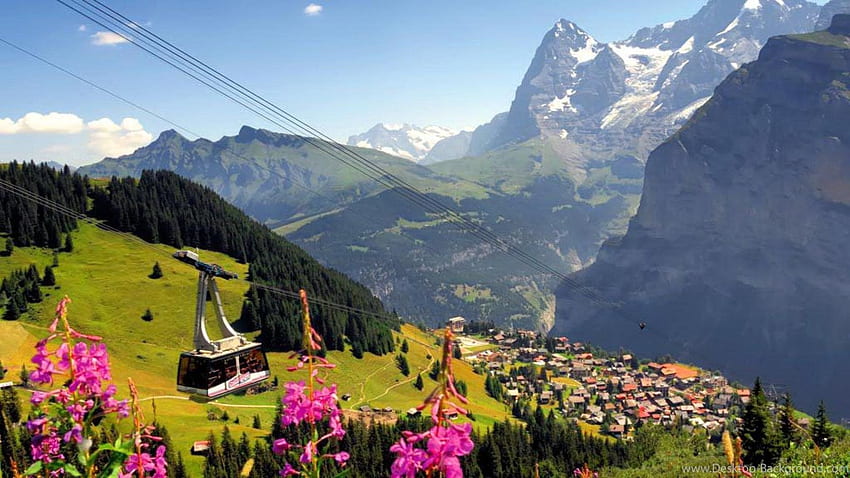 Фон на Швейцарските Алпи. Колоездене HD тапет