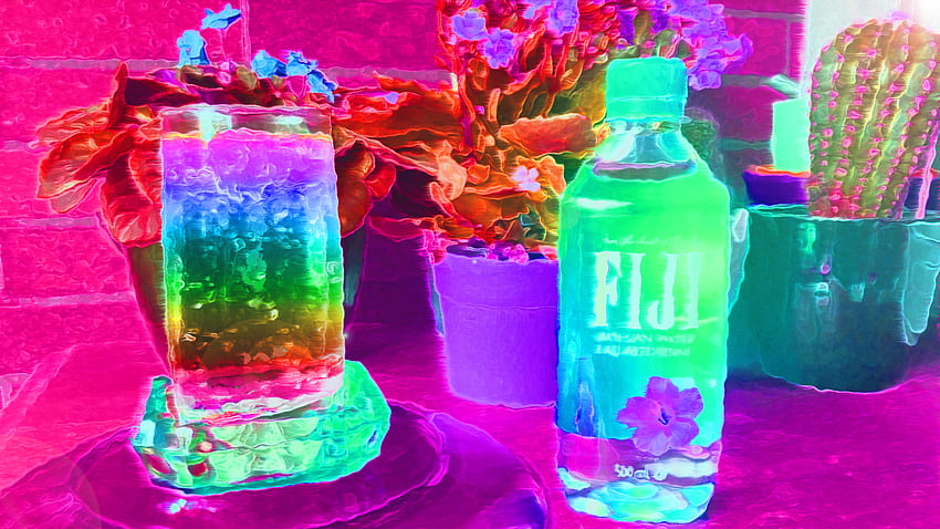 Fidżi Wasser Und Glas, sztuka cyfrowa autorstwa Cyversal, Fidżi Butelka wody Tapeta HD
