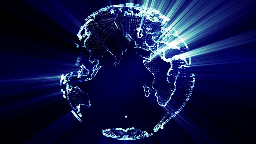 Earth, 3D globe, blue lights HD wallpaper