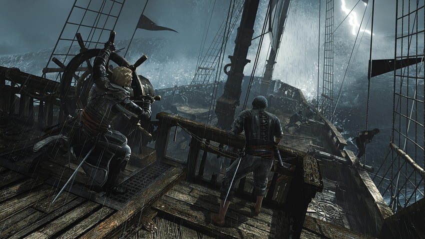 Assassin's Creed IV: Black Flag Grafikleri ve Performans Kılavuzu, Assassin's Creed 4 Black Flag Gemi Savaşı HD duvar kağıdı