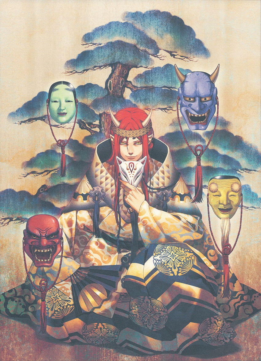Hannya-Maske - und Scan-Galerie, japanische Oni-Maske HD-Handy-Hintergrundbild