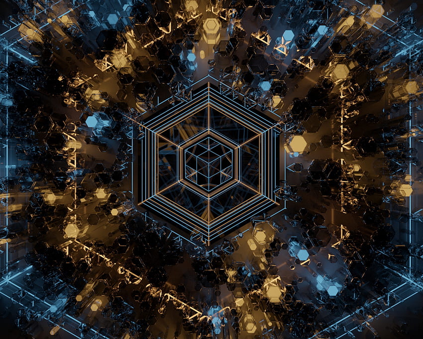 fractal art, geometry, hexagons, shapes, standard 5:4, fullscreen, , background, 23117, Geometric Fractal HD wallpaper