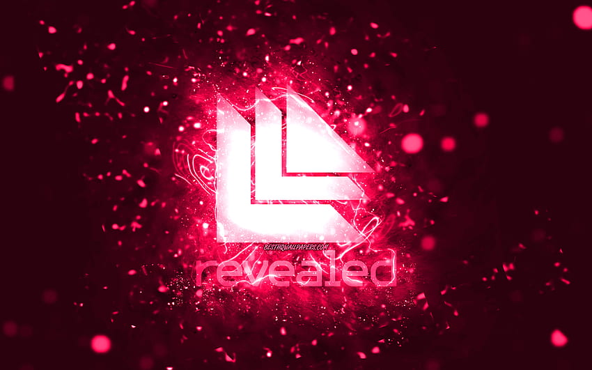Revealed Recordings pink logo, , pink neon lights, creative, pink abstract background, Revealed Recordings logo, music labels, Revealed Recordings HD wallpaper
