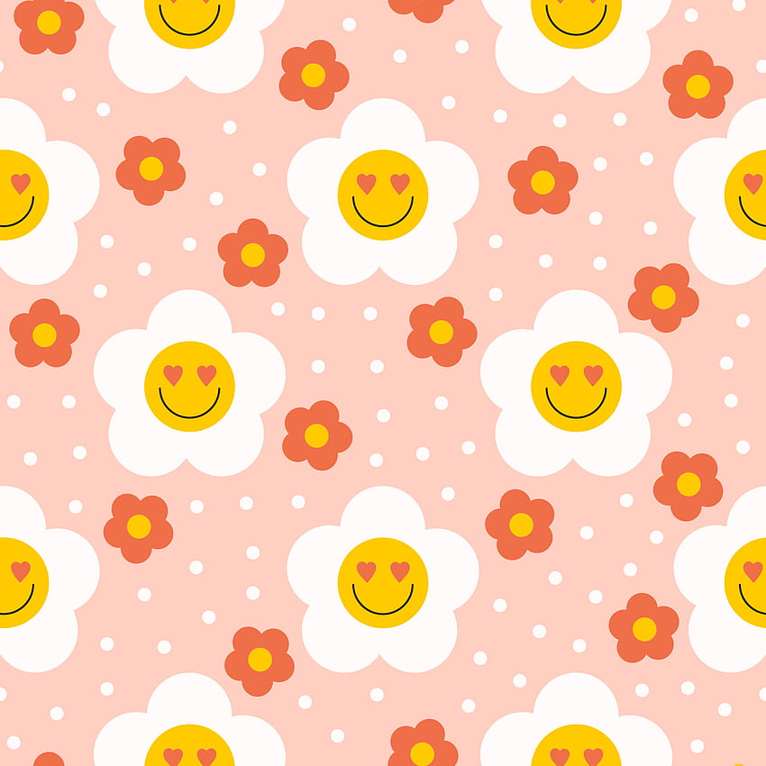 Retro groovy nahtloses Muster mit lächelnden Blumen auf einem Pastellhintergrund. Niedliche bunte trendige Vektorillustration im Stil der 60er, 70er 8239160 Vektorgrafiken bei Vecteezy HD-Handy-Hintergrundbild