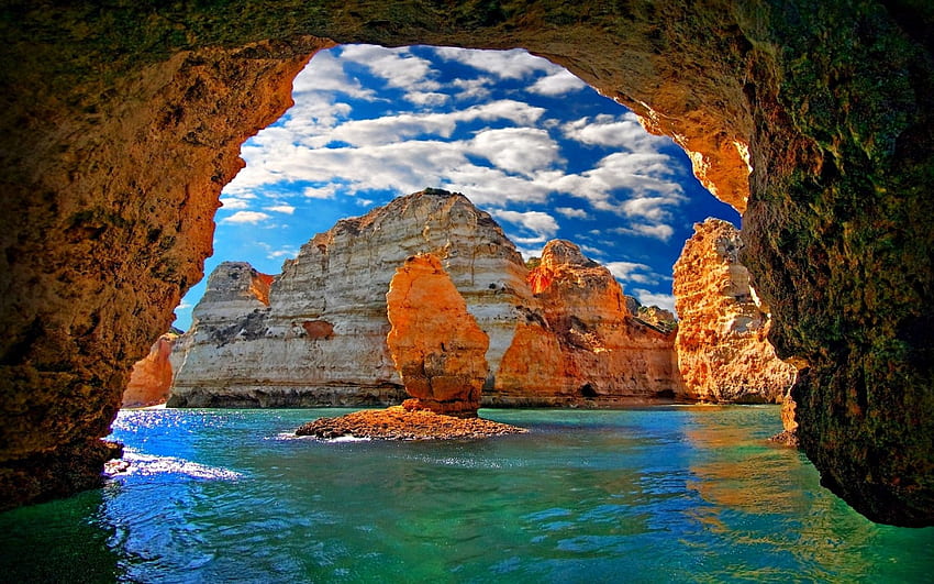 Cave, Nature, Rocks, Ocean HD wallpaper