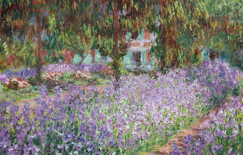 paysage, , Claude Monet, Iris dans le jardin de Monet, Monet Fond d'écran HD