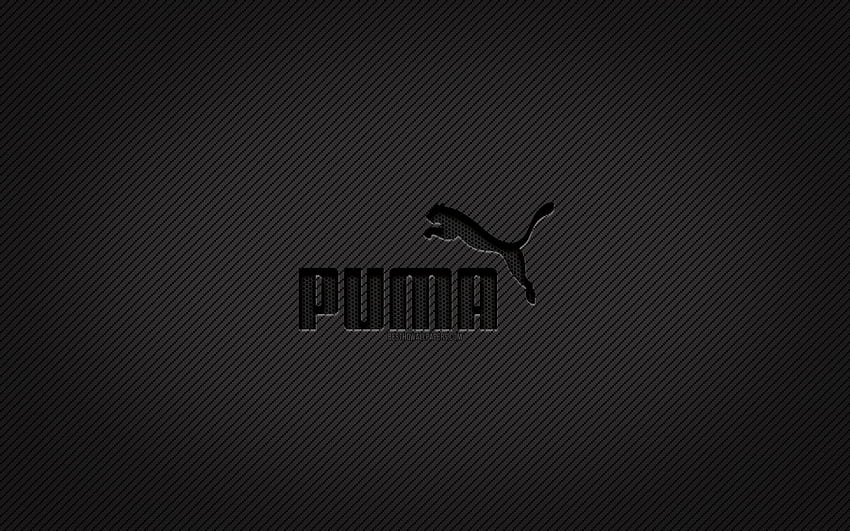 โลโก้ Puma carbon, ศิลปะกรันจ์, พื้นหลังคาร์บอน, สร้างสรรค์, โลโก้ Puma black, แบรนด์, โลโก้ Puma, Puma วอลล์เปเปอร์ HD