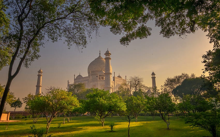 Taj Mahal, Agra, mausoleum, evening, sunset, landmark, Uttar Pradesh, India for with resolution . High Quality HD wallpaper