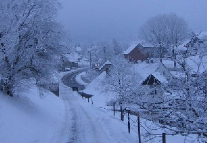 겨울 저녁, 겨울, SNOW, 저녁, VILLAGE HD 월페이퍼