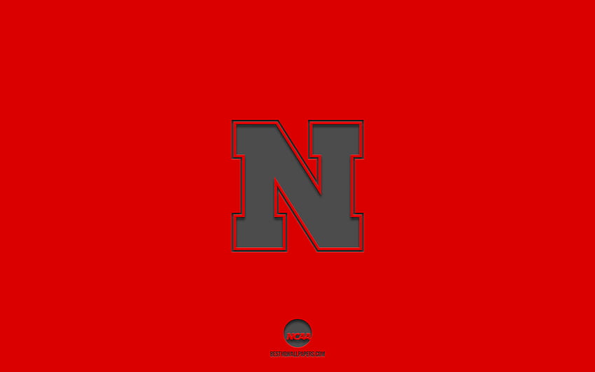 Nebraska Cornhuskers, червен фон, отбор по американски футбол, емблема на Nebraska Cornhuskers, NCAA, Небраска, САЩ, американски футбол, лого на Nebraska Cornhuskers HD тапет