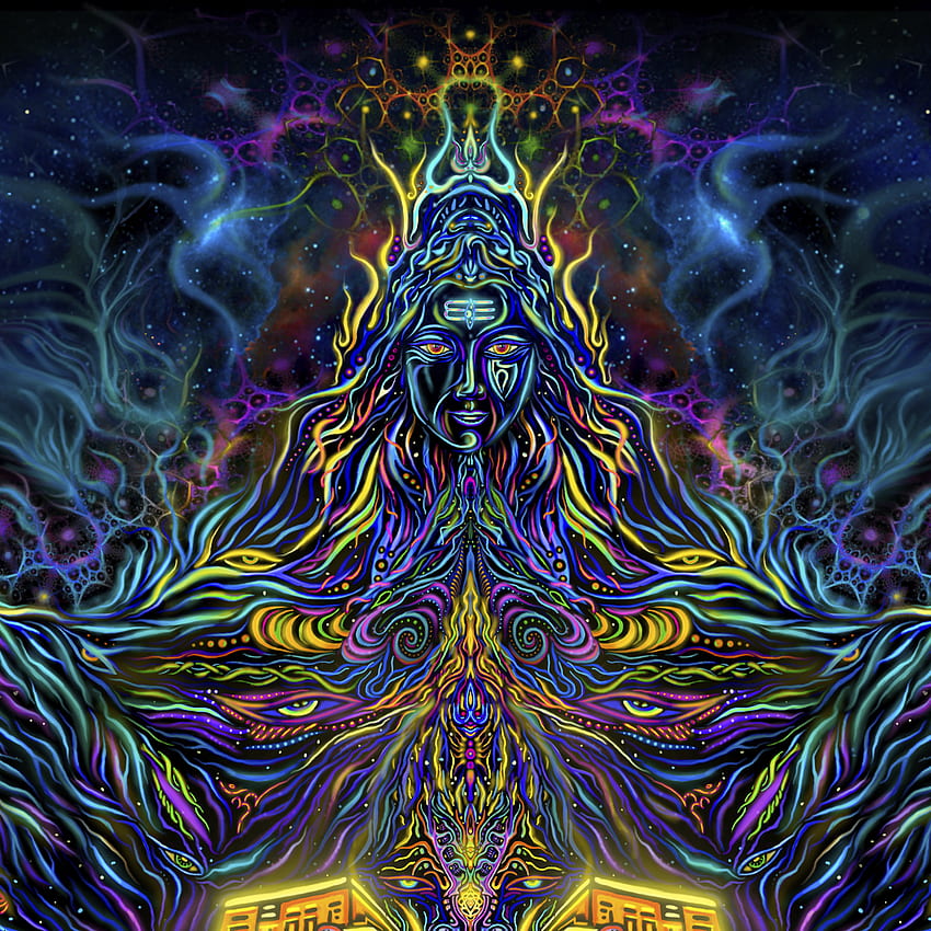 Psychodeliczne tło Shiva - Mountain of Light uv gobelin - warsztaty Artrama Tapeta na telefon HD