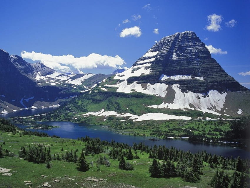 Hidden Lake Glacier Park モンタナ州、風景、自然、湖 高画質の壁紙