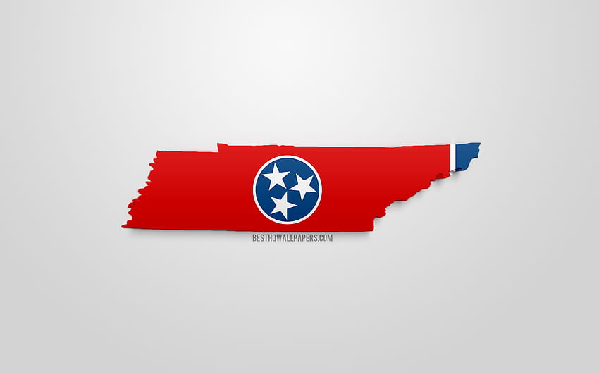 3D flag of Tennessee, map silhouette of Tennessee, US state, 3D art, Tennessee 3D flag, USA, North America, Tennessee, geography, Tennessee 3D silhouette for with resolution . High Quality HD wallpaper