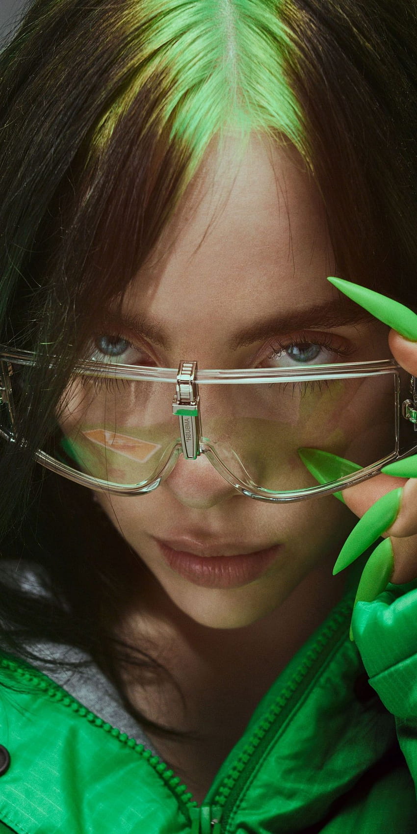 Elle, 2019, Billie Eilish, okulary przeciwsłoneczne. Billie, Billie Eilish Green Tapeta na telefon HD