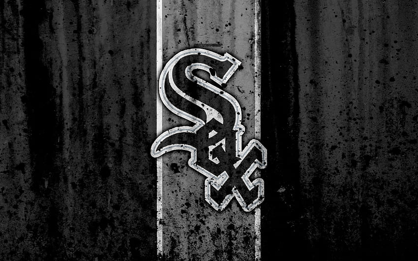 Chicago White Sox, grunge, clube de beisebol, MLB, América, EUA, Major League Baseball, textura de pedra, beisebol para com resolução. Alta qualidade papel de parede HD