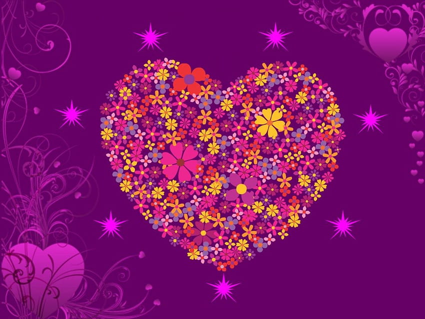 Kwiatowe serce, ładne serce, kochane serce, serce z kwiatów, kochanie Tapeta HD