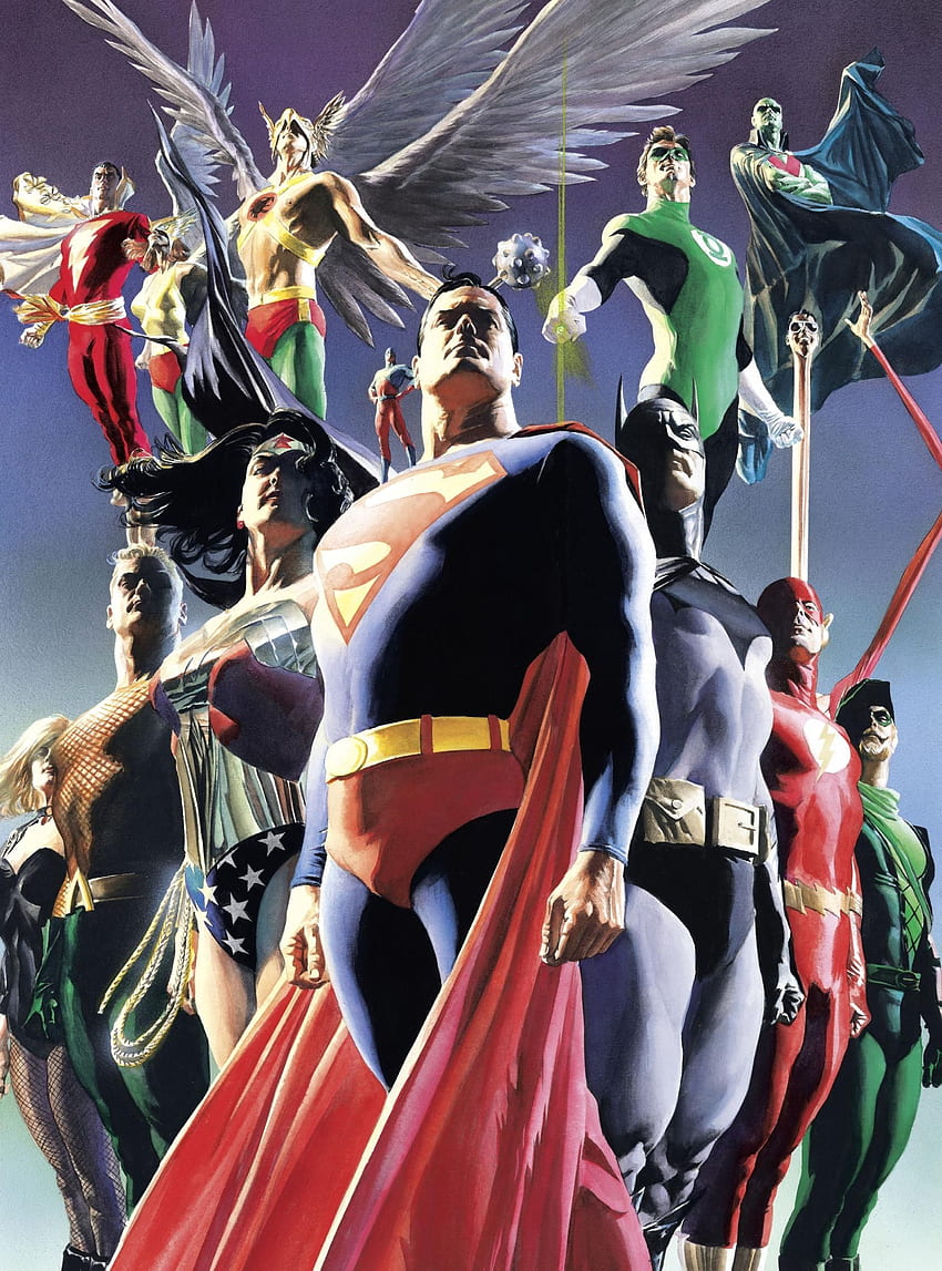 Алекс Рос, Настолни игри, Батман и Супермен, Комикс - Лигата на справедливостта Алекс Рос HD тапет за телефон