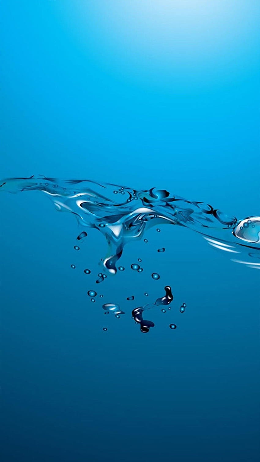 Ilustracje iPhone 6 Plus - Pęcherzyki poziomu wody Prosty niebieski iPhone 6 Plus . Pod wodą, iPhone 5s, telefon Tapeta na telefon HD