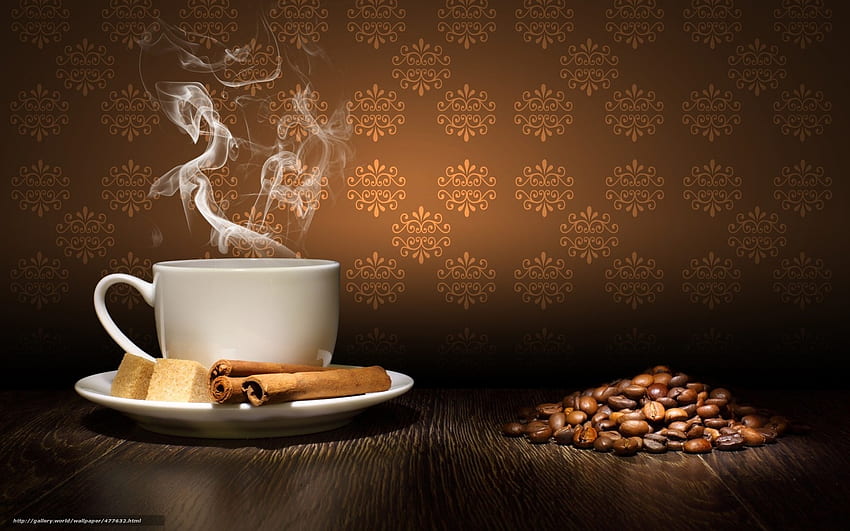 Coffee, beans, brown, cup HD wallpaper