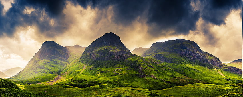 ภูเขา เมฆ หญ้า สกอตแลนด์ ฤดูใบไม้ผลิ ธรรมชาติ ภูมิทัศน์ สหราชอาณาจักร / และพื้นหลังมือถือ ธรรมชาติของสกอตแลนด์ วอลล์เปเปอร์ HD