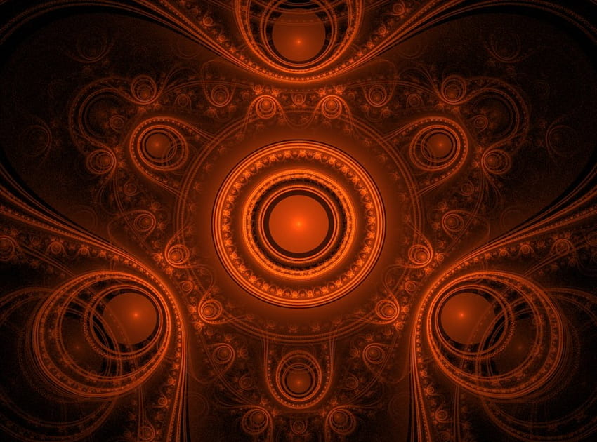 Red ornate, fractal, red HD wallpaper