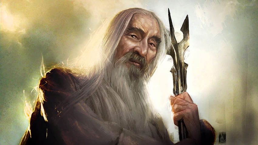 Saruman, The Lord Of The Rings, Wizard, Beards, Artwork, Fantasy Art, Staff, Old People, Christopher Lee, Portrait / and Mobile Background HD wallpaper