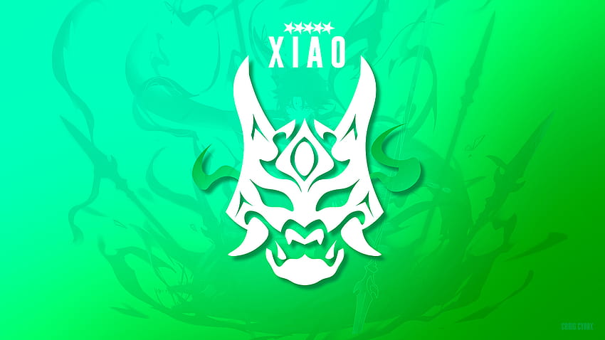Xiao Logo Grüner Hintergrund Genshin Impact HD-Hintergrundbild