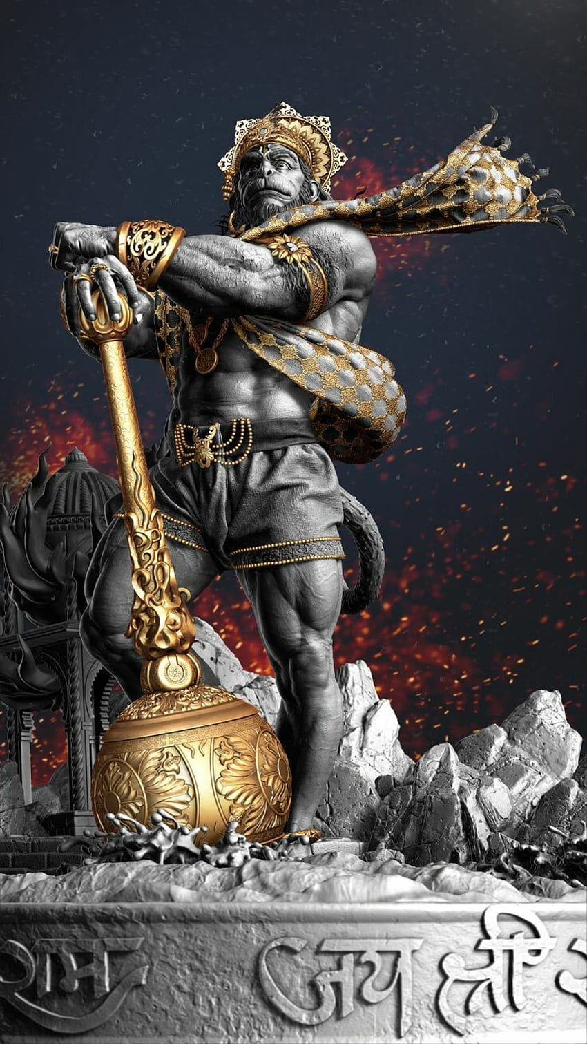 Jai Shri Ram Ji, Jai Hanuman Ji - 3D . 20 de julho de 2021, Arte de Hanuman Papel de parede de celular HD