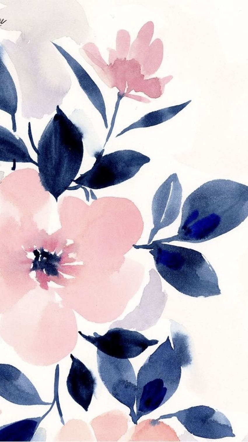Estampa floral rosa e azul. Iphone floral, flor, arte Papel de parede de celular HD