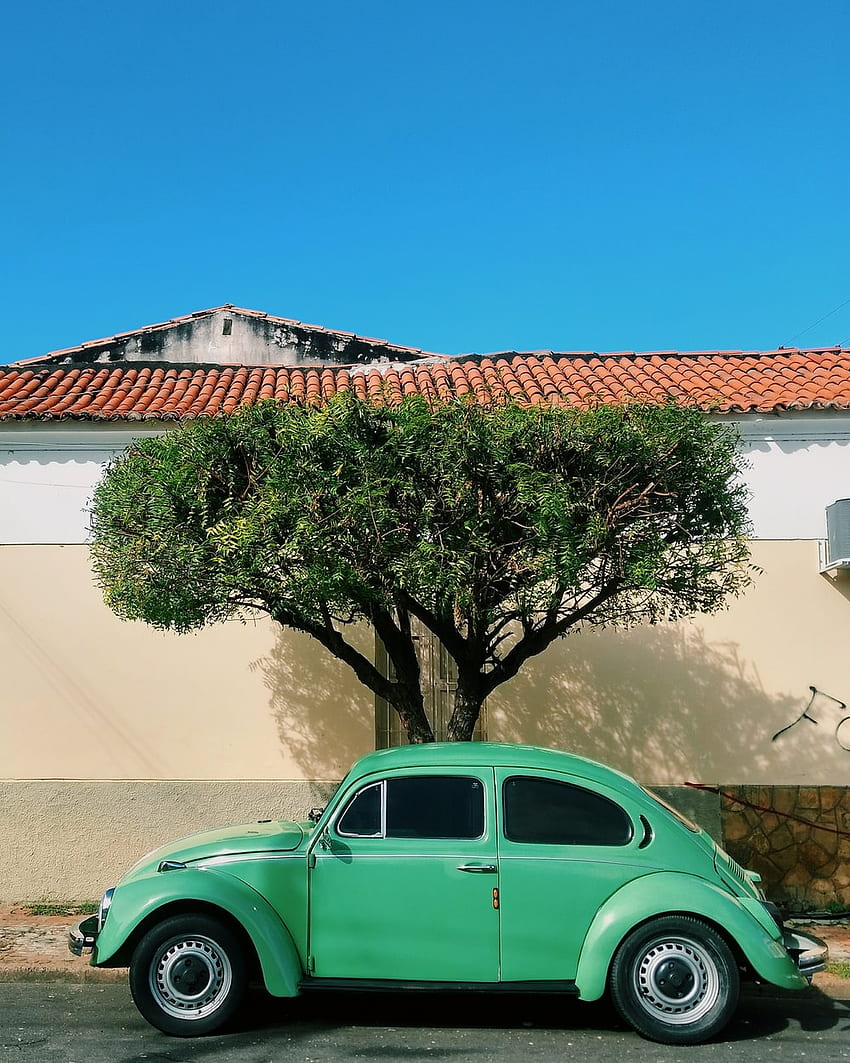 Green Car, Pink Vintage Car HD phone wallpaper