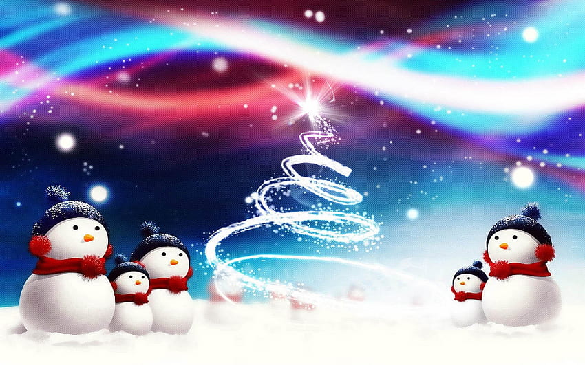 Merry Christmas Snowman, Turquoise Christmas HD wallpaper