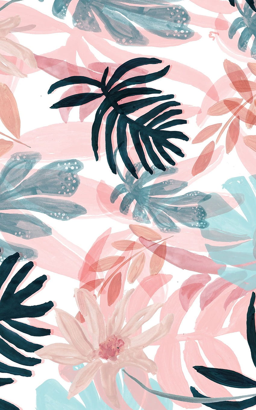 Leaf print, tropical print, foliage. Cute background, Cute Aesthetic Leaf HD phone wallpaper