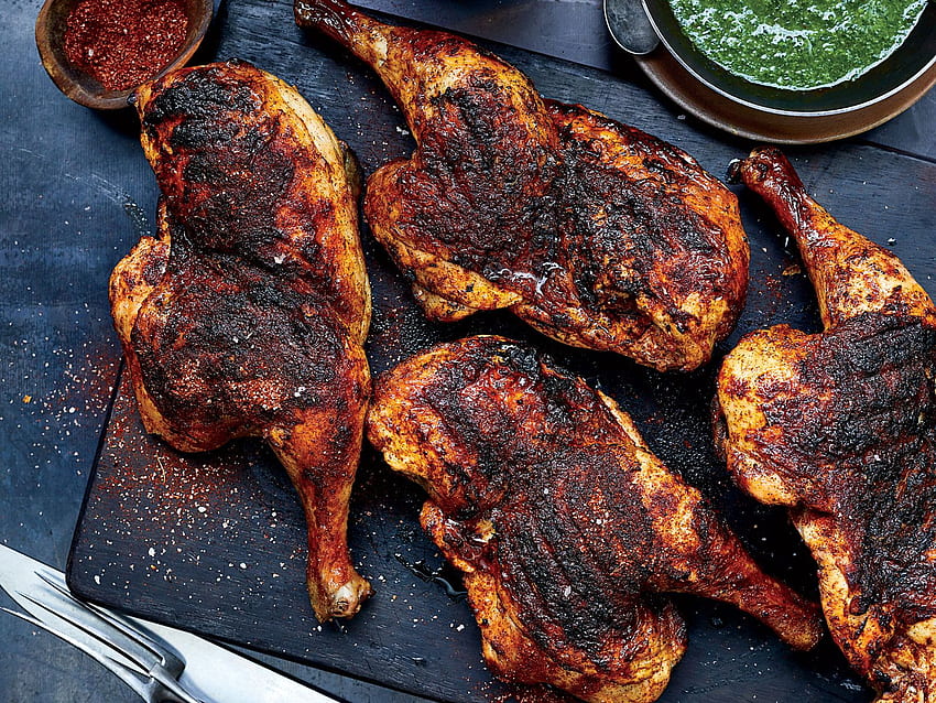 Grilled Chicken with Chimichurri Recipe - Anthony Endy. Food & Wine HD wallpaper