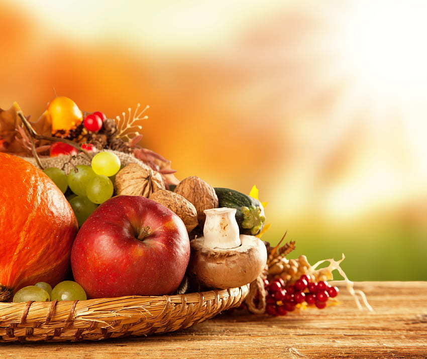 Autumn Fruits and Vegetables Background HD wallpaper
