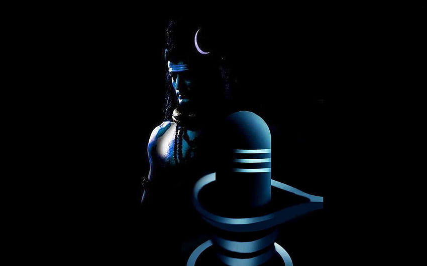 Бог Шива с Лингам синьо и черно HD тапет