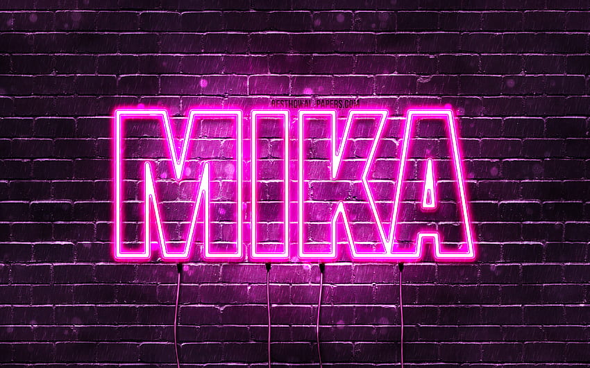 Happy Birtay Mika, , pink neon lights, Mika name, creative, Mika Happy Birtay, Mika Birtay, popular japanese female names, with Mika name, Mika HD wallpaper