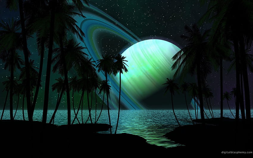 Water, Universe, Palms, Darkness, Fiction, That's Incredible, Saturn HD wallpaper