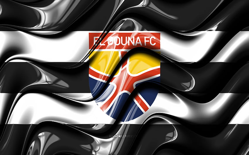 Flaga El Gouna, biało-czarne fale 3D, EPL, egipski klub piłkarski, piłka nożna, logo El Gouna, egipska Premier League, piłka nożna, El Gouna FC Tapeta HD