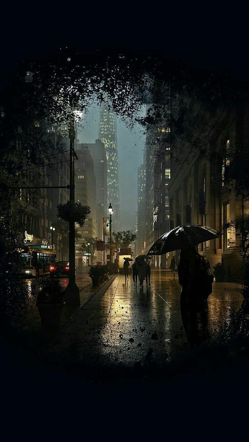 . Hujan, iPhone hujan, hujan kota, kota hujan wallpaper ponsel HD