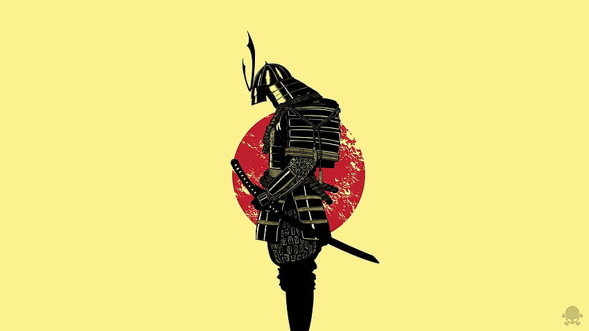 Artwork Black Design Digital Art Gaks Designs Illustrations Japan Minimalistic Red Samurai Vectors Yellow HD wallpaper