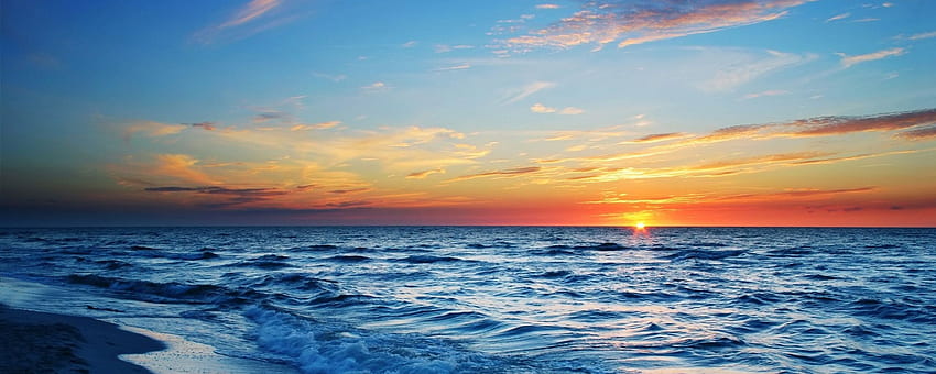 Sea Foam Surf Horizon Sunset Dual, Ocean SE Le Ven HD wallpaper