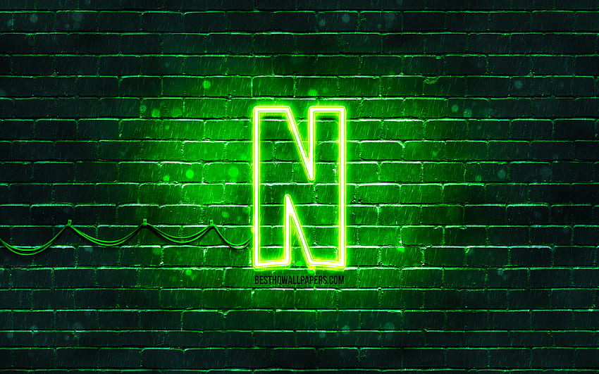 Logotipo verde da Netflix, parede de tijolos verde, logotipo da Netflix, marcas, logotipo neon da Netflix, Netflix papel de parede HD